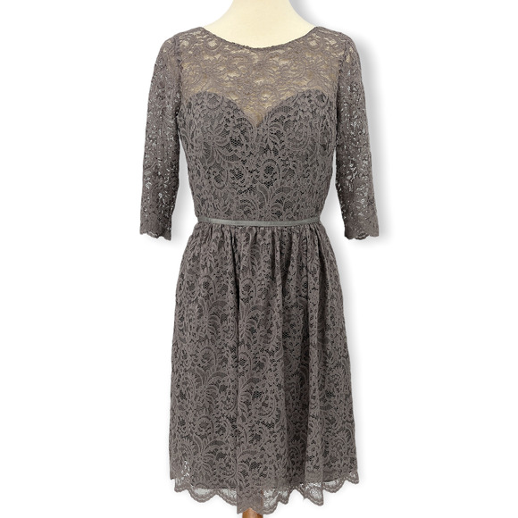 Jenny Yoo Dress Womens 12 Gray Marquis Lace A Line Formal Cocktail Ladies - Picture 11 of 11